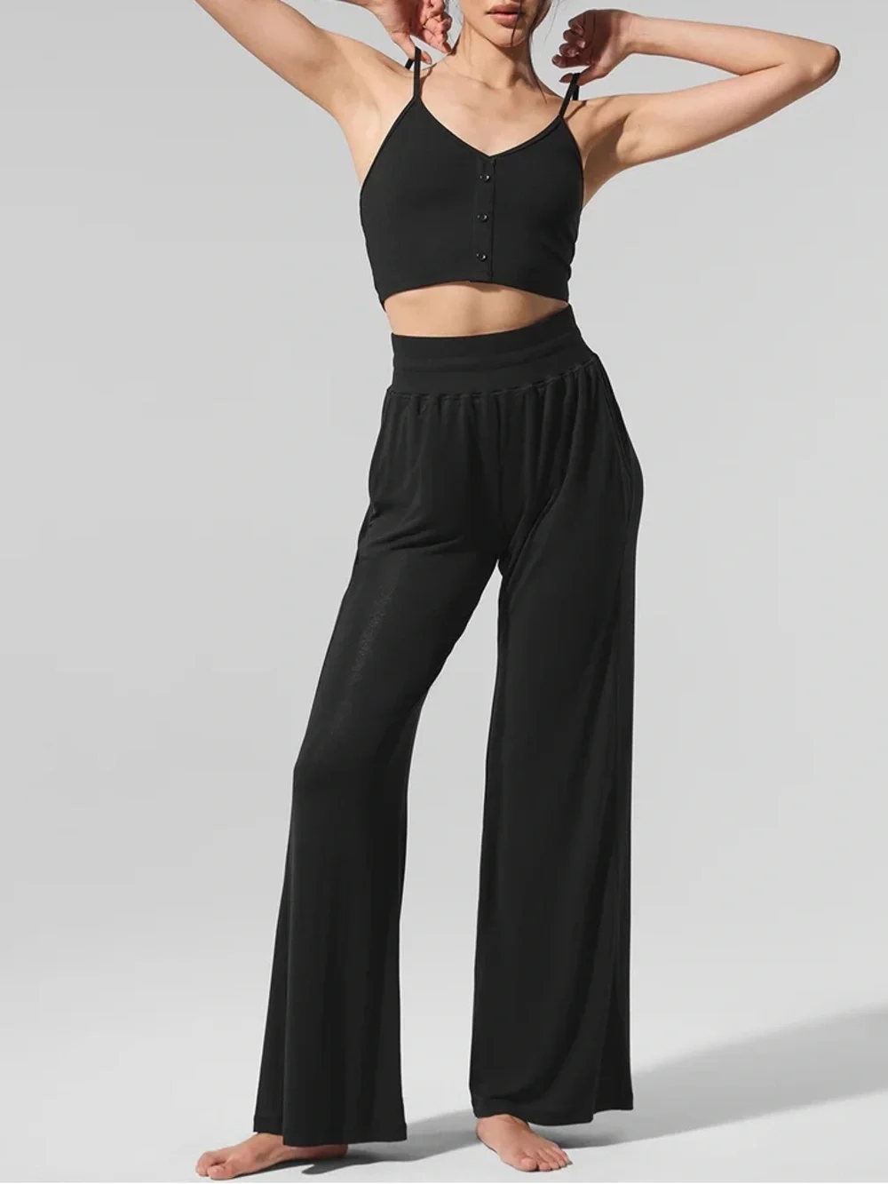 ALO Yoga Ribbed Delicate Lounge Tank- Black/ Size X-Small